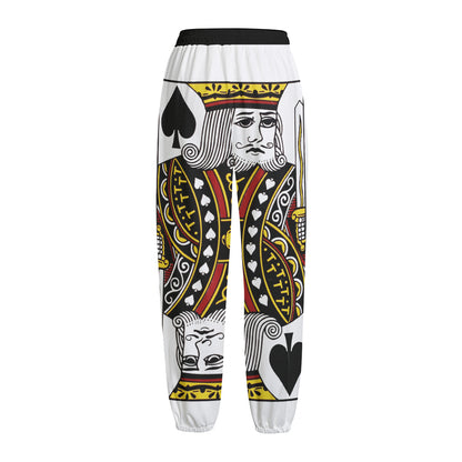 King Of Spades Playing Card Print Fleece Lined Knit Pants