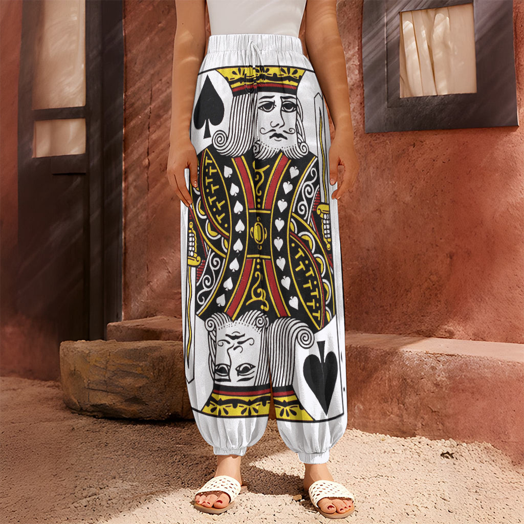 King Of Spades Playing Card Print Harem Pants
