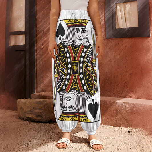 King Of Spades Playing Card Print Harem Pants