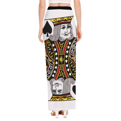 King Of Spades Playing Card Print High Slit Maxi Skirt