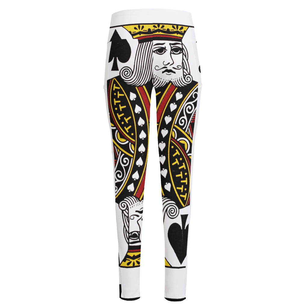 King Of Spades Playing Card Print High-Waisted Pocket Leggings