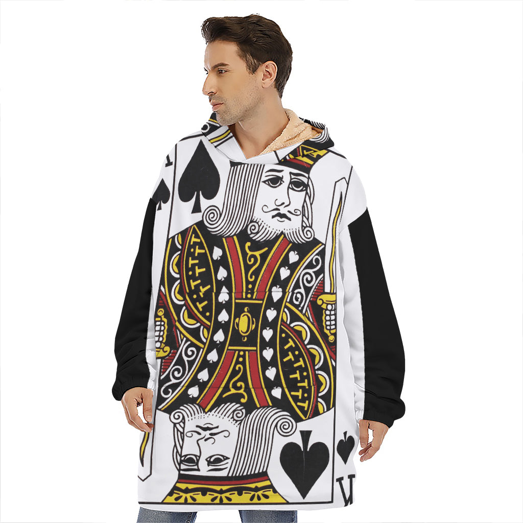 King Of Spades Playing Card Print Hoodie Blanket