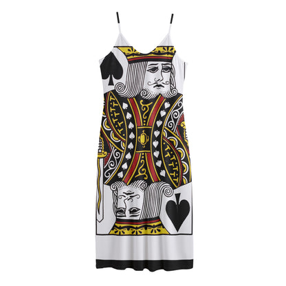 King Of Spades Playing Card Print Jersey Midi Cami Dress