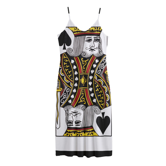 King Of Spades Playing Card Print Jersey Midi Cami Dress