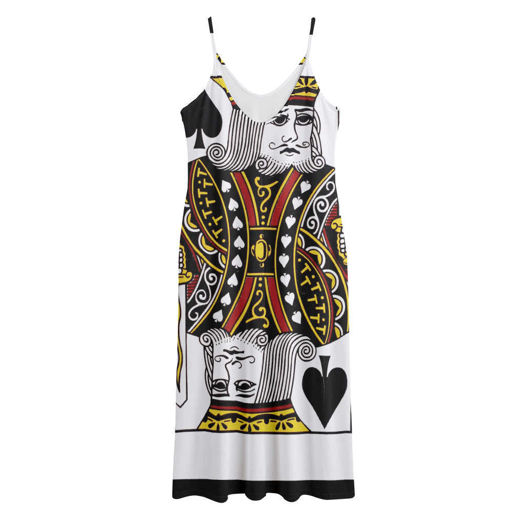 King Of Spades Playing Card Print Jersey Midi Cami Dress