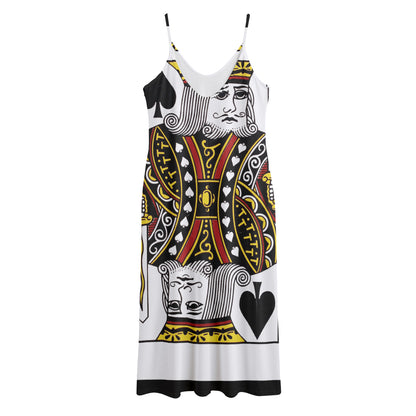 King Of Spades Playing Card Print Jersey Midi Cami Dress
