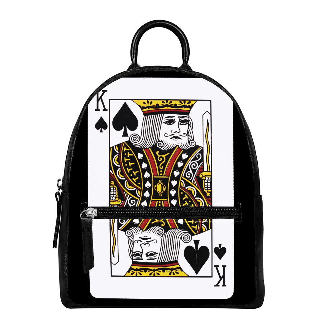 King Of Spades Playing Card Print Leather Backpack