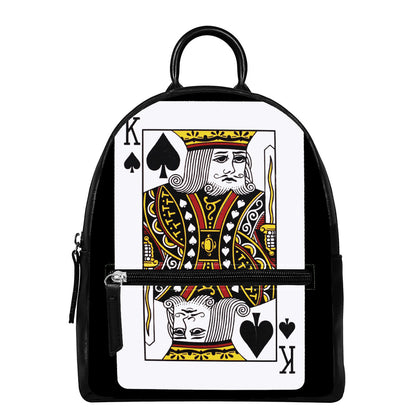 King Of Spades Playing Card Print Leather Backpack