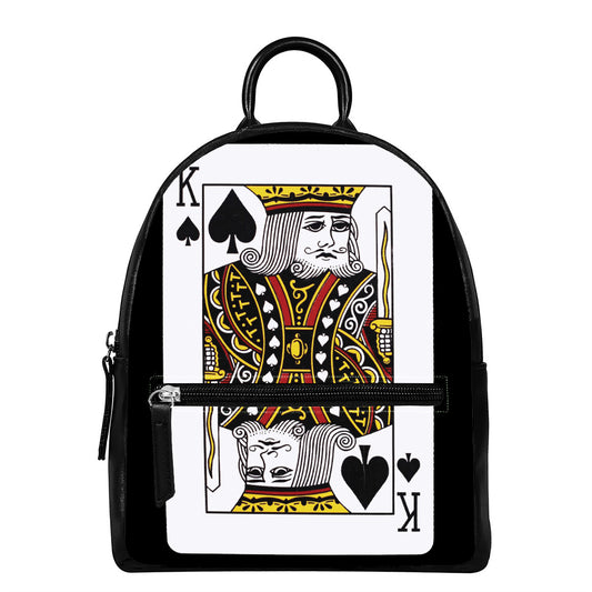 King Of Spades Playing Card Print Leather Backpack