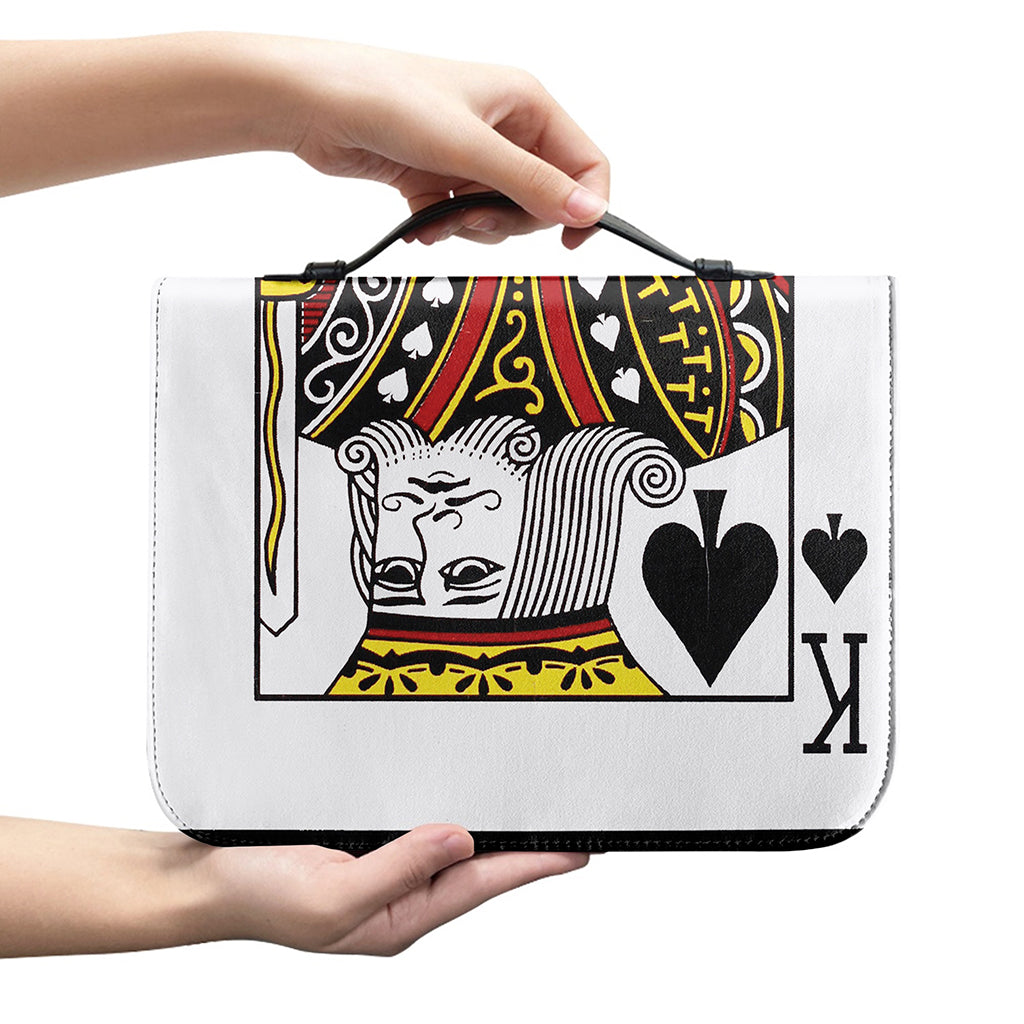 King Of Spades Playing Card Print Leather Bible Cover