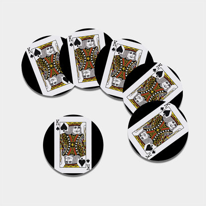 King Of Spades Playing Card Print Leather Coaster Set