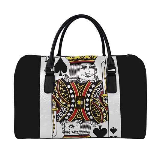 King Of Spades Playing Card Print Leather Duffle Bag
