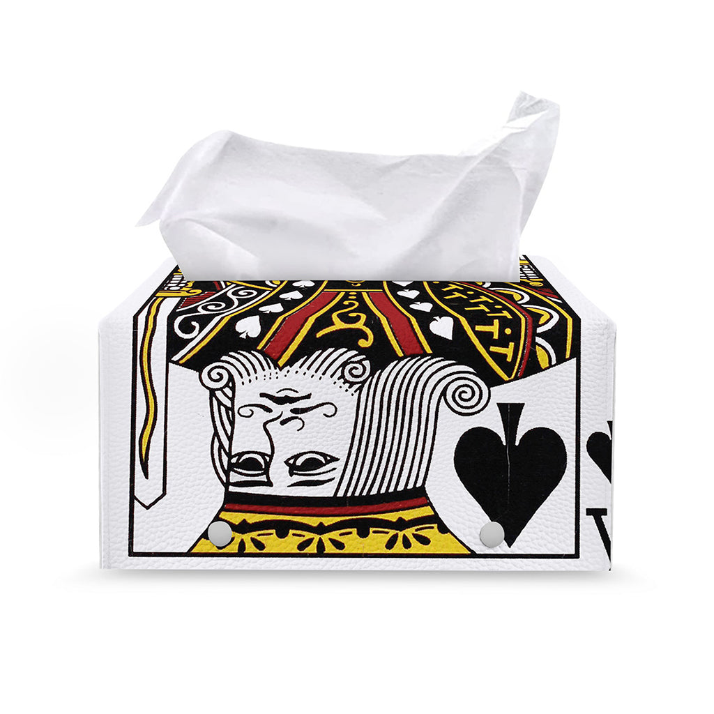 King Of Spades Playing Card Print Leather Tissue Box Cover