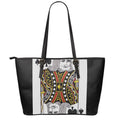 King Of Spades Playing Card Print Leather Tote Bag With Zipper