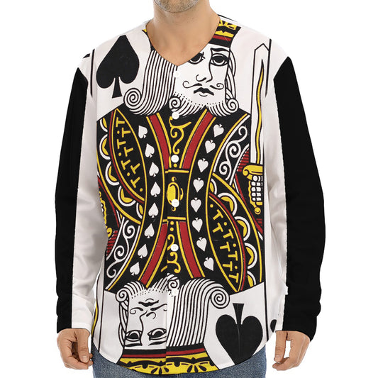 King Of Spades Playing Card Print Long Sleeve Baseball Jersey
