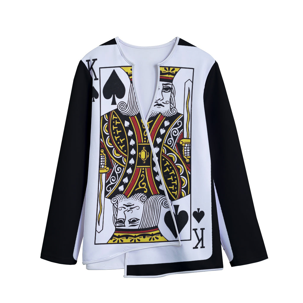 King Of Spades Playing Card Print Long Sleeve Short Coat
