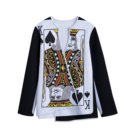 King Of Spades Playing Card Print Long Sleeve Short Coat