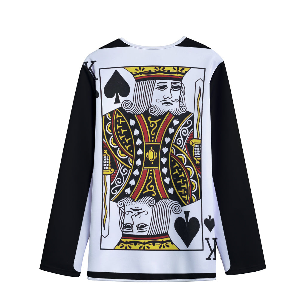 King Of Spades Playing Card Print Long Sleeve Short Coat
