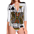 King Of Spades Playing Card Print Long Sleeve Swimsuit
