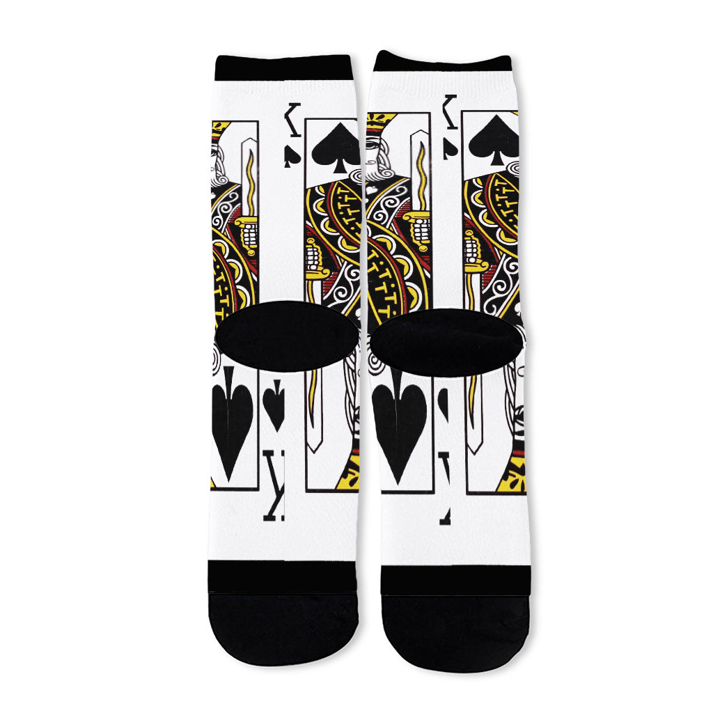 King Of Spades Playing Card Print Long Socks