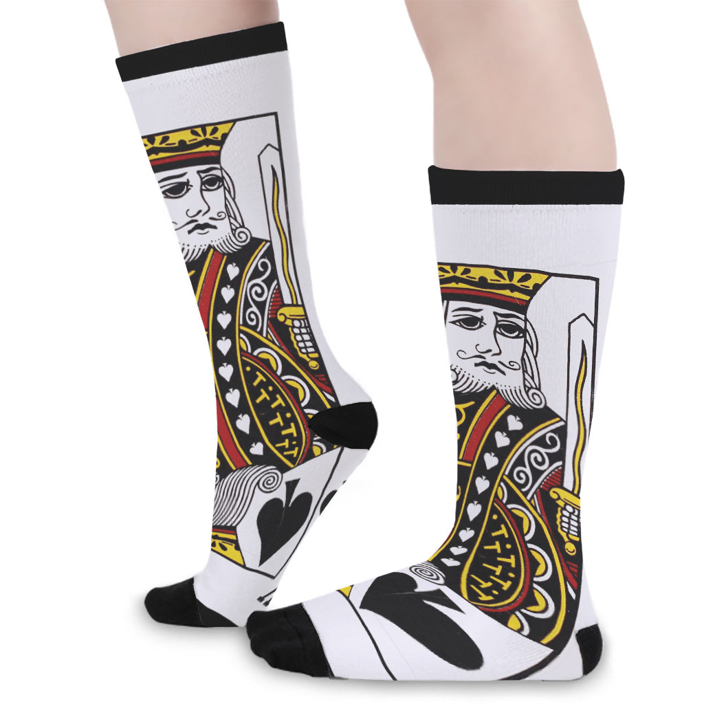 King Of Spades Playing Card Print Long Socks