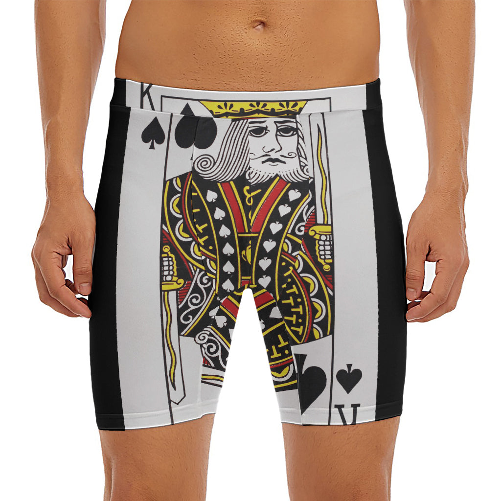 King Of Spades Playing Card Print Men's Long Boxer Briefs
