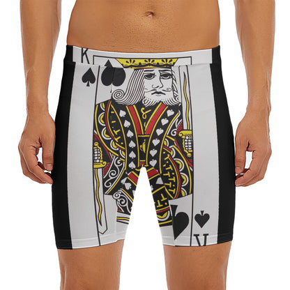 King Of Spades Playing Card Print Men's Long Boxer Briefs