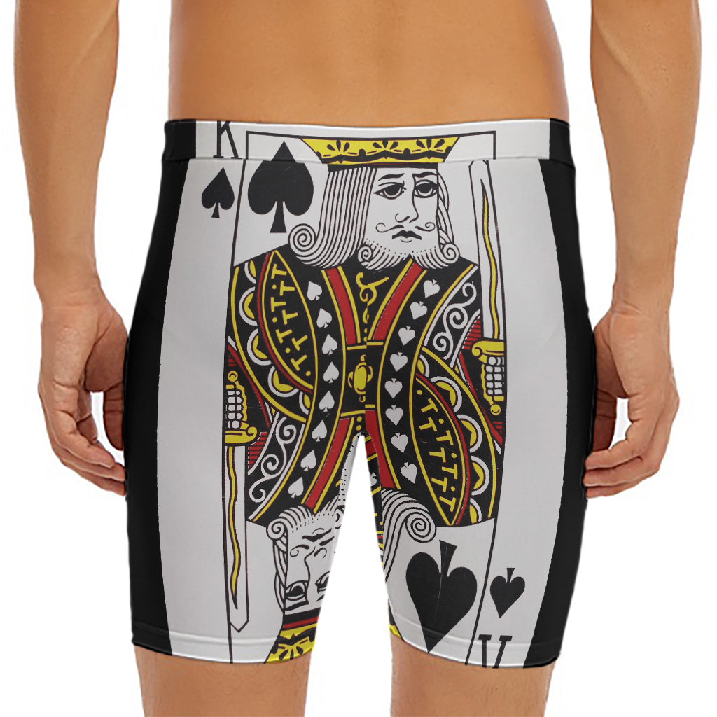 King Of Spades Playing Card Print Men's Long Boxer Briefs