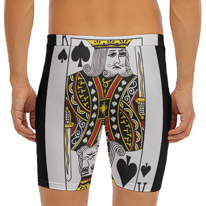 King Of Spades Playing Card Print Men's Long Boxer Briefs