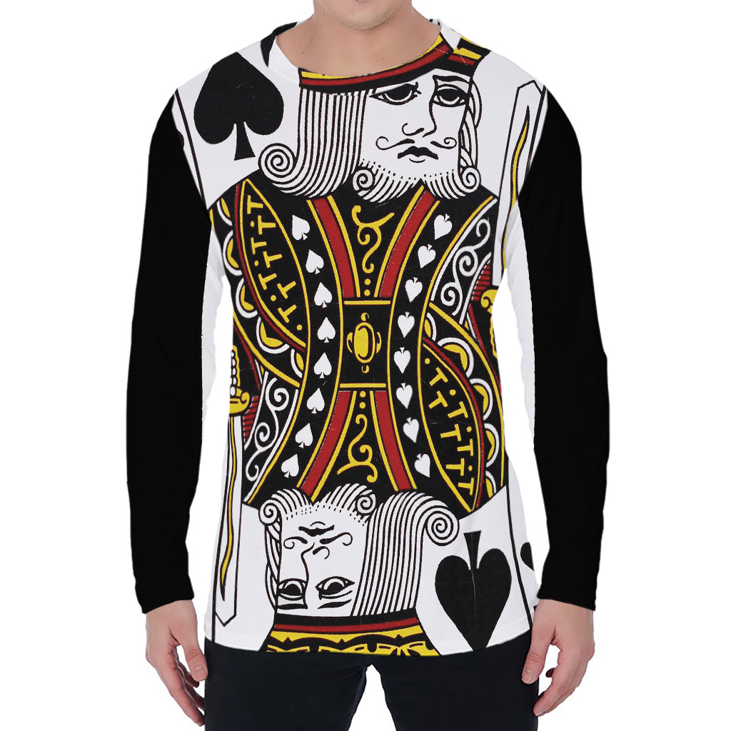 King Of Spades Playing Card Print Men's Long Sleeve T-Shirt