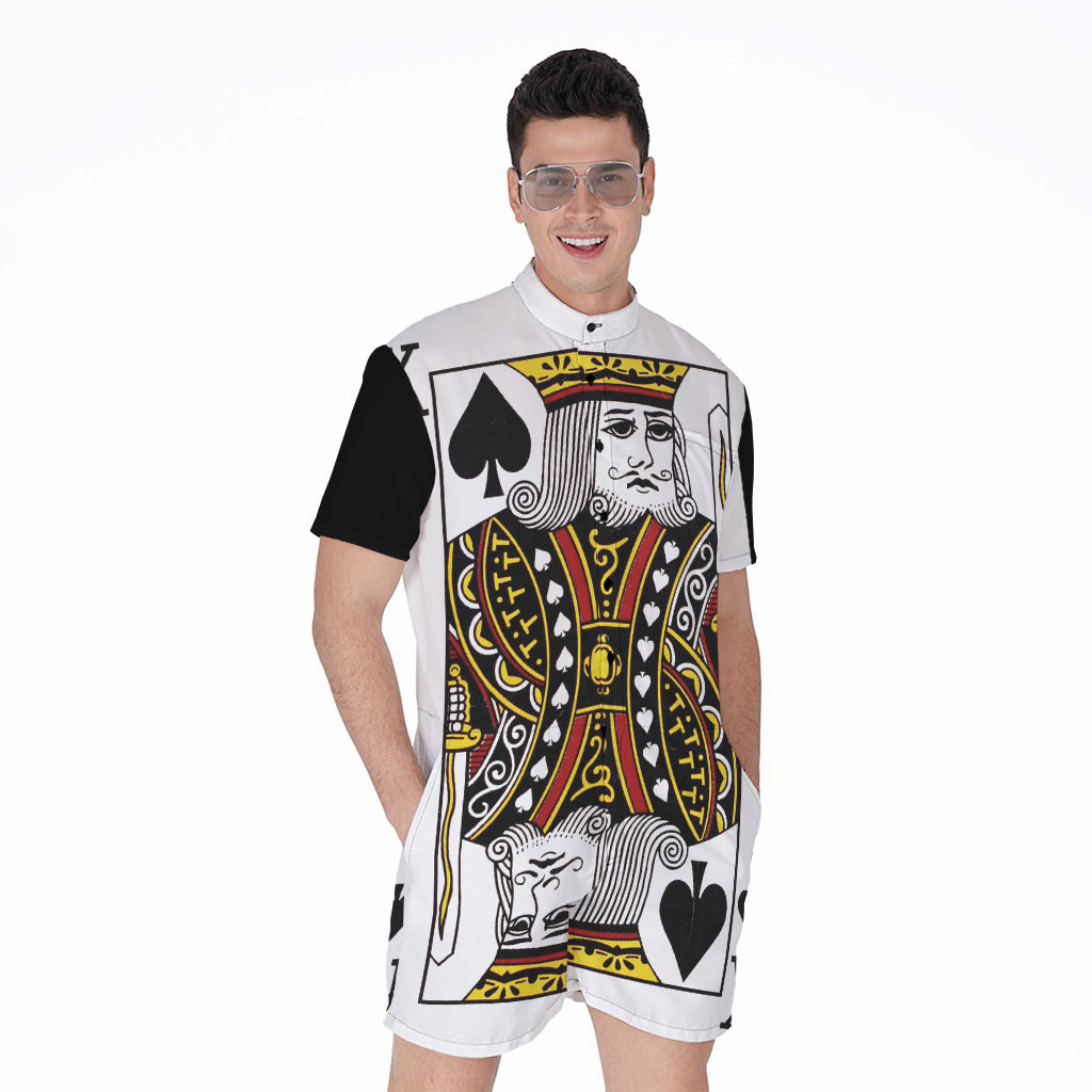 King Of Spades Playing Card Print Men's Rompers