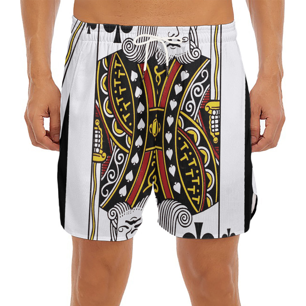 King Of Spades Playing Card Print Men's Split Running Shorts