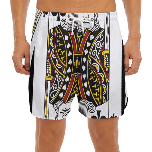 King Of Spades Playing Card Print Men's Split Running Shorts