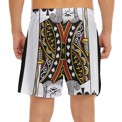 King Of Spades Playing Card Print Men's Split Running Shorts