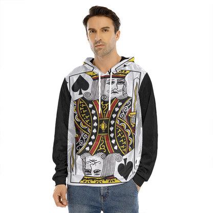 King Of Spades Playing Card Print Men's Velvet Pullover Hoodie
