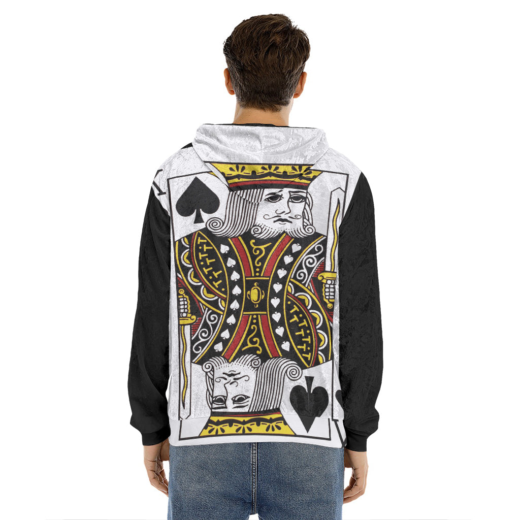 King Of Spades Playing Card Print Men's Velvet Pullover Hoodie