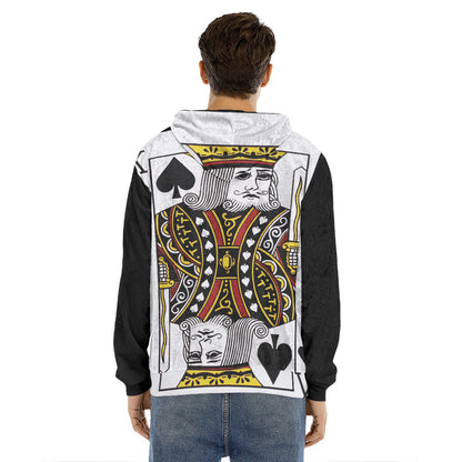King Of Spades Playing Card Print Men's Velvet Pullover Hoodie