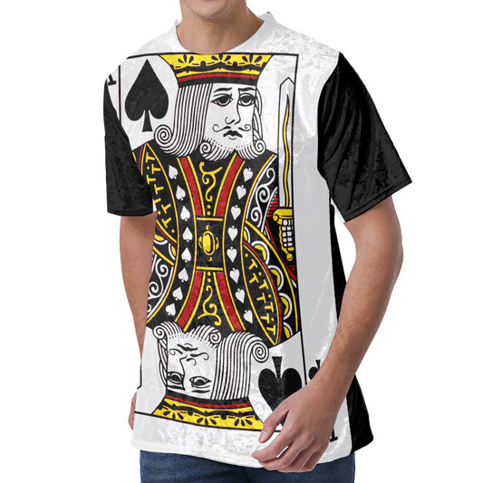 King Of Spades Playing Card Print Men's Velvet T-Shirt