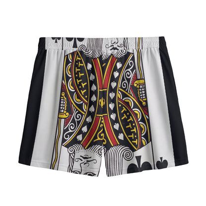 King Of Spades Playing Card Print Mesh Shorts