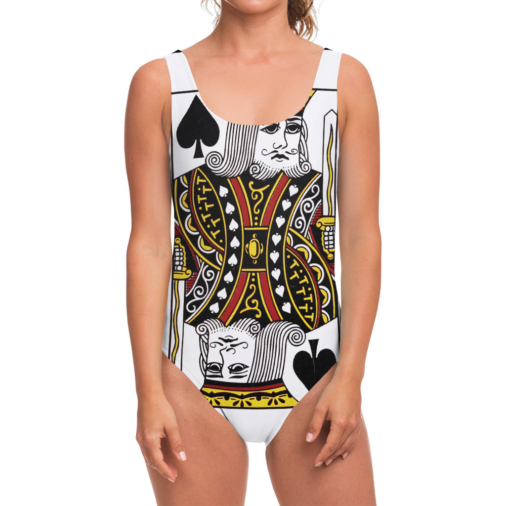 King Of Spades Playing Card Print One Piece Swimsuit