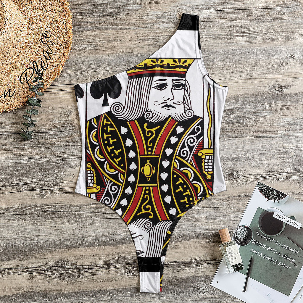 King Of Spades Playing Card Print One Shoulder Bodysuit