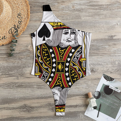 King Of Spades Playing Card Print One Shoulder Bodysuit