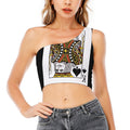 King Of Spades Playing Card Print One Shoulder Crop Top