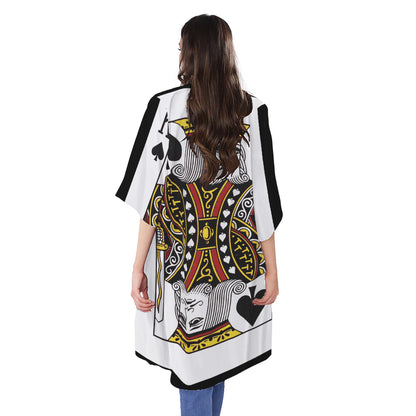 King Of Spades Playing Card Print Open Front Beach Cover Up