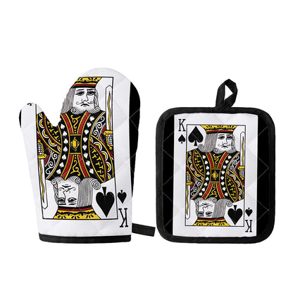 King Of Spades Playing Card Print Oven Mitt And Pot Holder Set