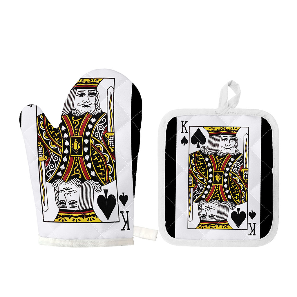 King Of Spades Playing Card Print Oven Mitt And Pot Holder Set