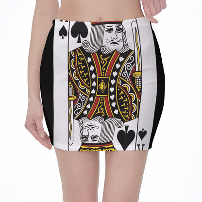 King Of Spades Playing Card Print Pencil Mini Skirt