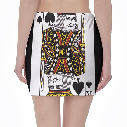 King Of Spades Playing Card Print Pencil Mini Skirt