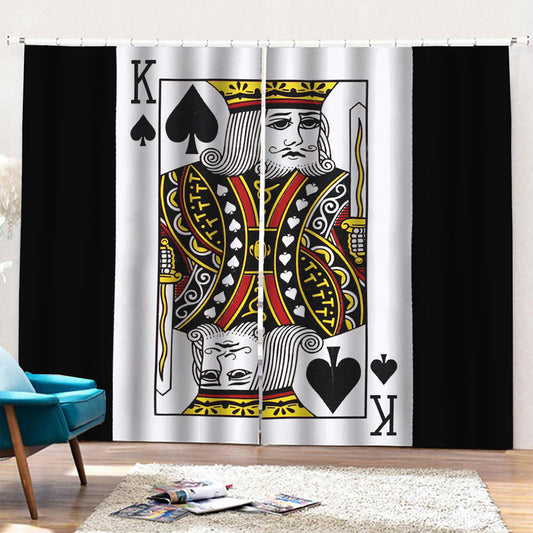 King Of Spades Playing Card Print Pencil Pleat Curtains