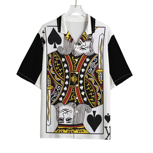 King Of Spades Playing Card Print Rayon Hawaiian Shirt
